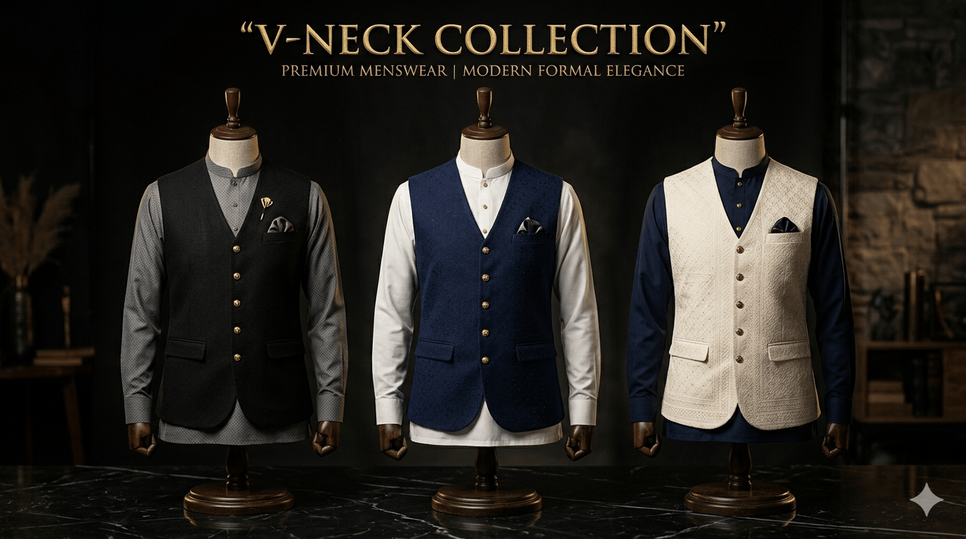 V-Neck Collection - Al amin coat and waistcoat mehal