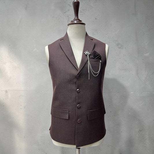 Brown vest on a mannequin against a gray background