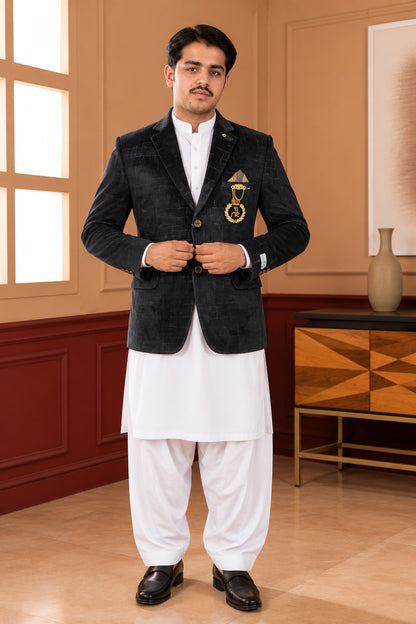 Black Velvet Coat full length front view