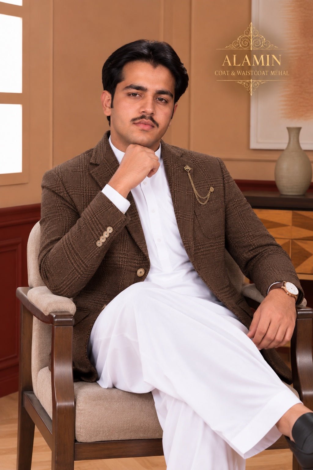 Brown Plaid Blazer - Al amin coat and waistcoat mehal