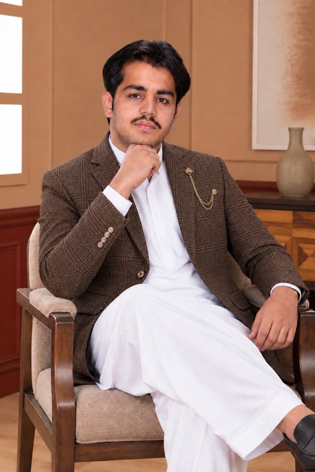 Brown Plaid Blazer - Al amin coat and waistcoat mehal