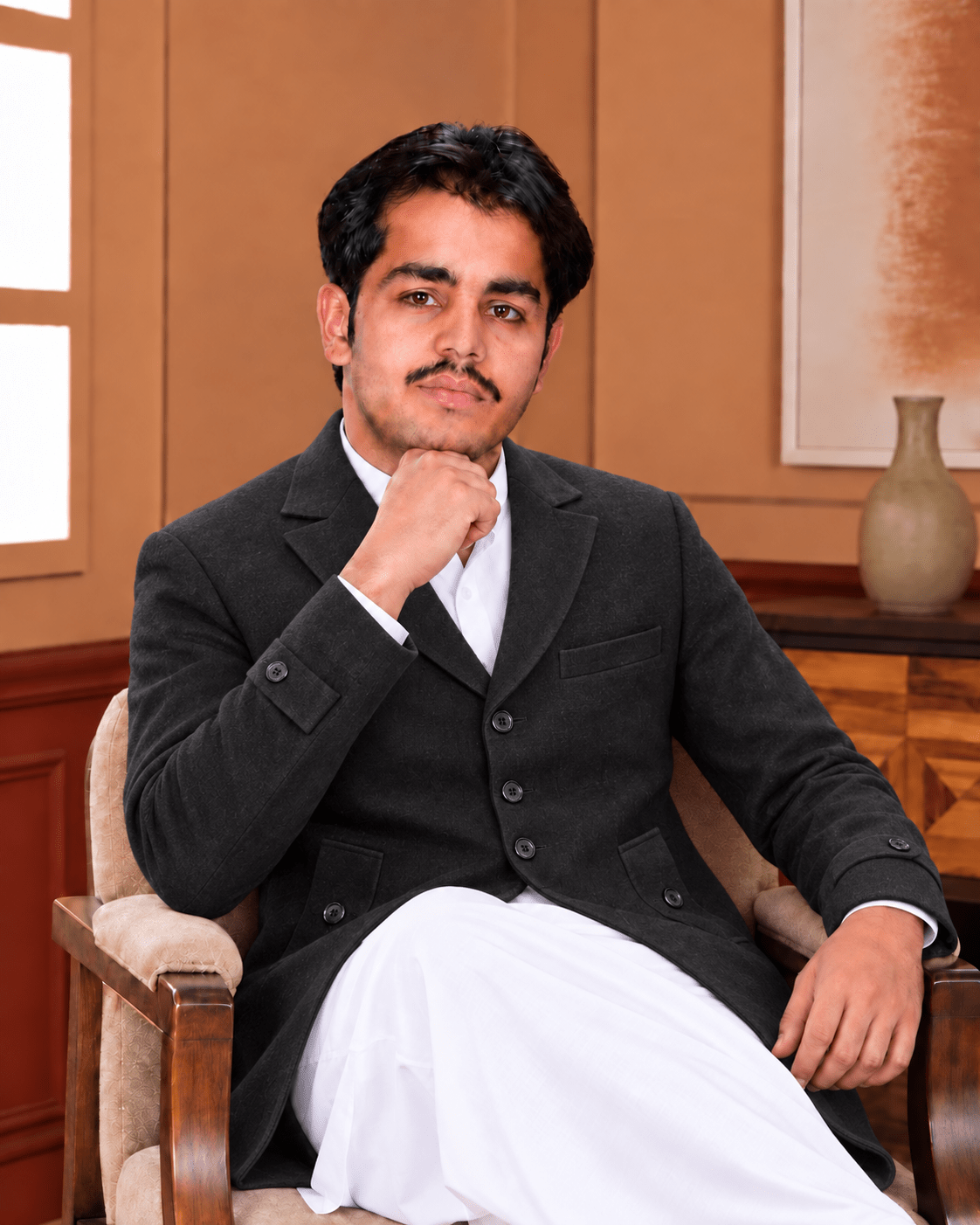 Classic Single-Breasted Long Coat – Black, Camel & Grey - Al amin coat and waistcoat mehal