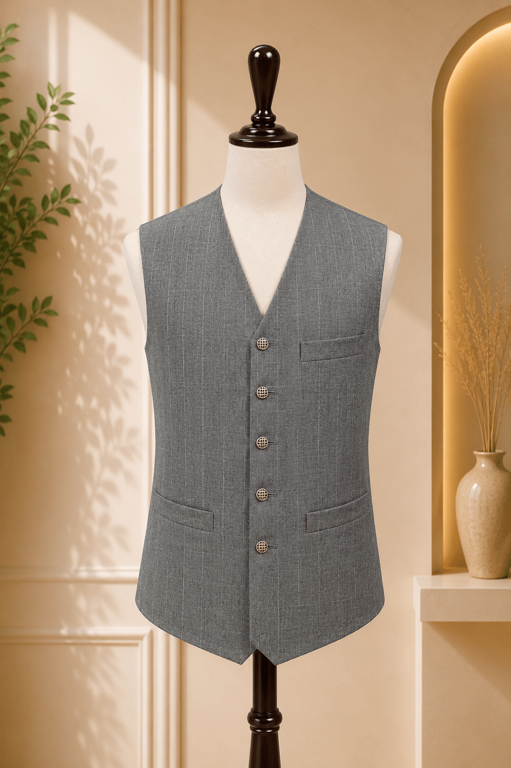 Classic V-Neck Waistcoat - Al amin coat and waistcoat mehal