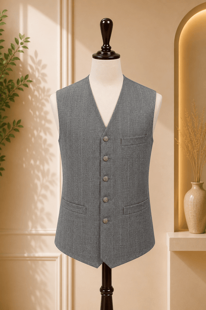Classic V-Neck Waistcoat - Al amin coat and waistcoat mehal