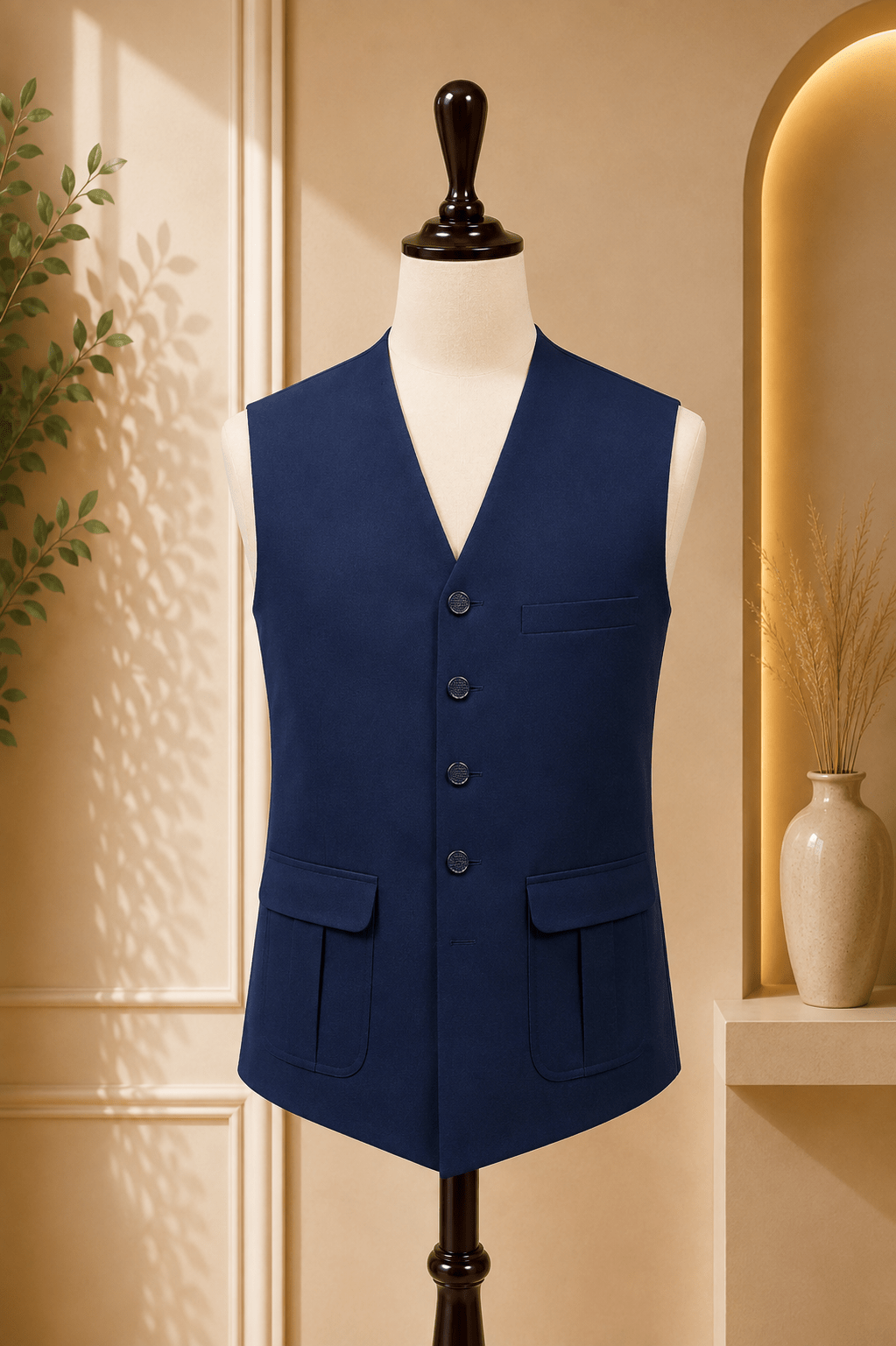 Classic V-Neck Waistcoat - Al amin coat and waistcoat mehal