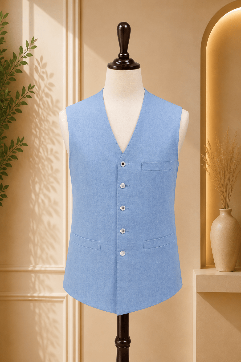 Classic V-Neck Waistcoat - Al amin coat and waistcoat mehal