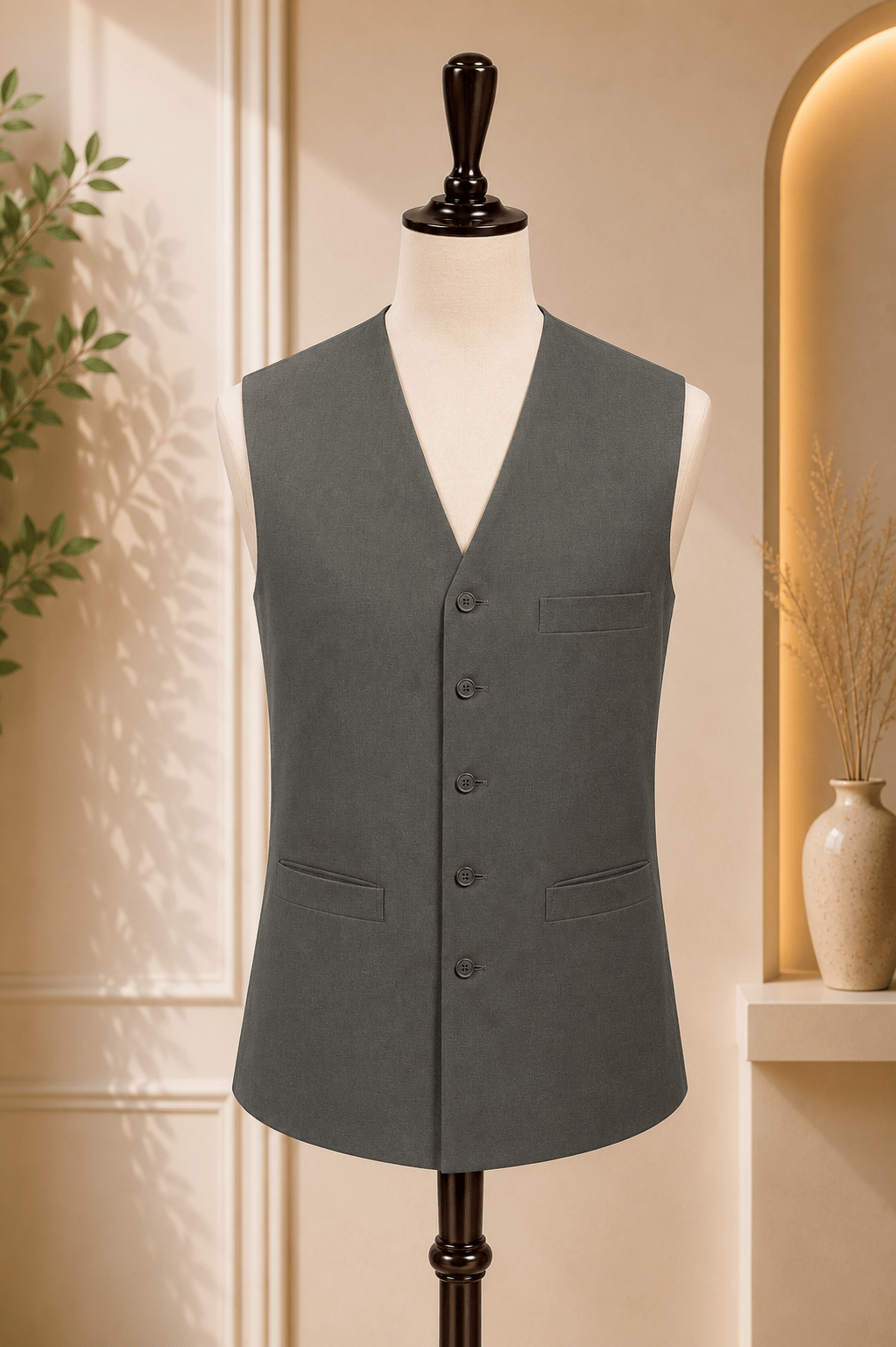 Classic V-Neck Waistcoat - Al amin coat and waistcoat mehal