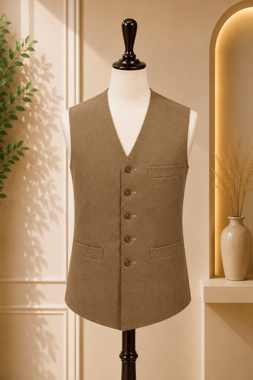 Classic V-Neck Waistcoat - Al amin coat and waistcoat mehal