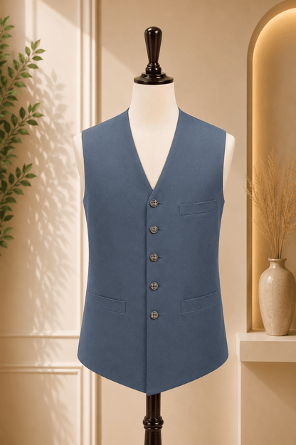 Classic V-Neck Waistcoat - Al amin coat and waistcoat mehal