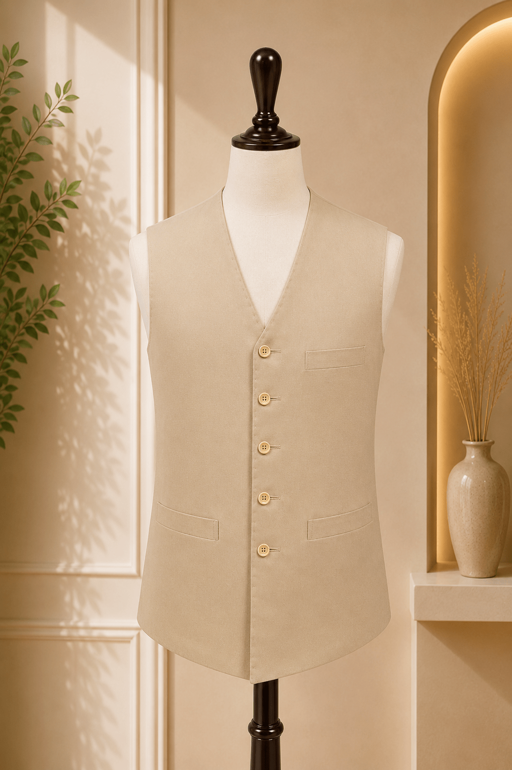Classic V-Neck Waistcoat - Al amin coat and waistcoat mehal