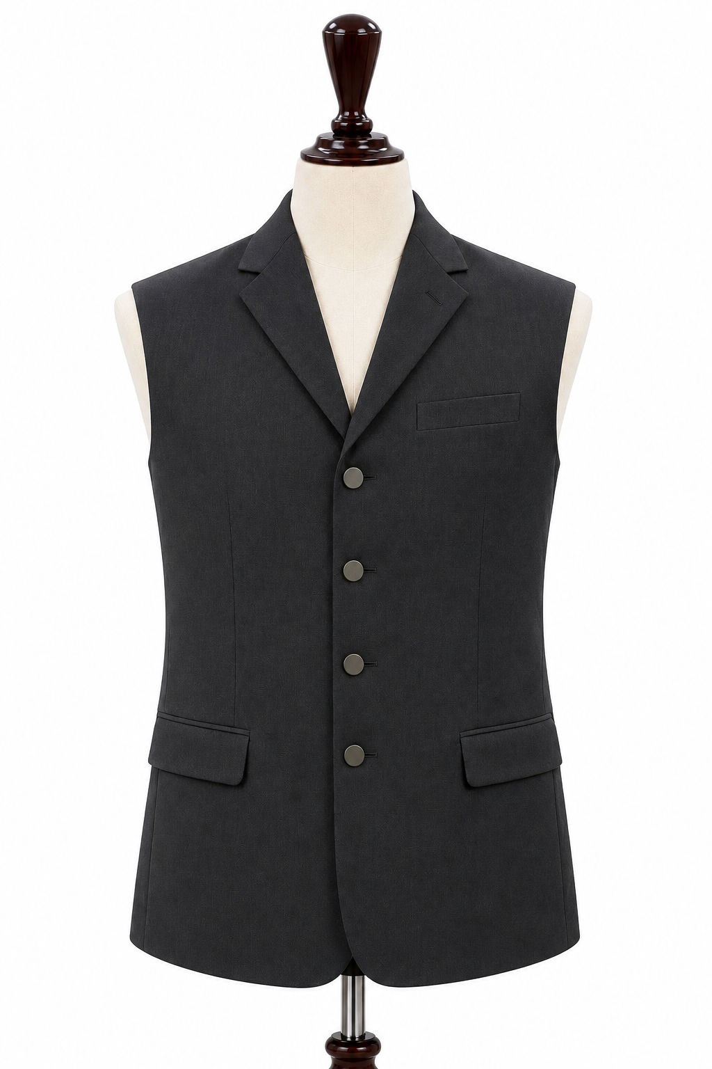 Black coat-collar waistcoat on mannequin