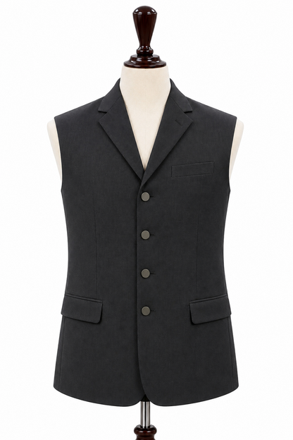 Black coat-collar waistcoat on mannequin