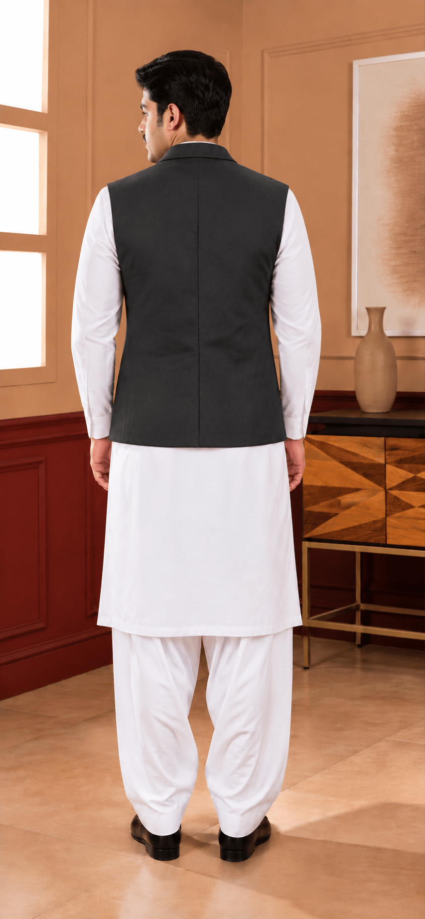 Coat Collar Waistcoat Black - Al amin coat and waistcoat mehal