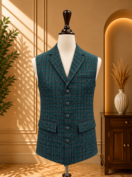 COAT COLLAR WITH CHECK - Al amin coat and waistcoat mehal