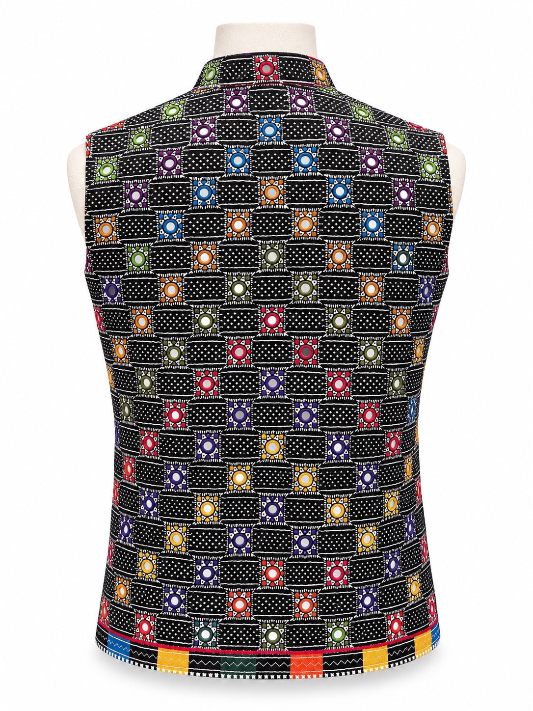 Handmade Balochi Waistcoat – Black Multicolour - Al amin coat and waistcoat mehal