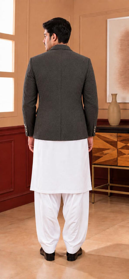 Herringbone Woollen Blazer - Al amin coat and waistcoat mehal
