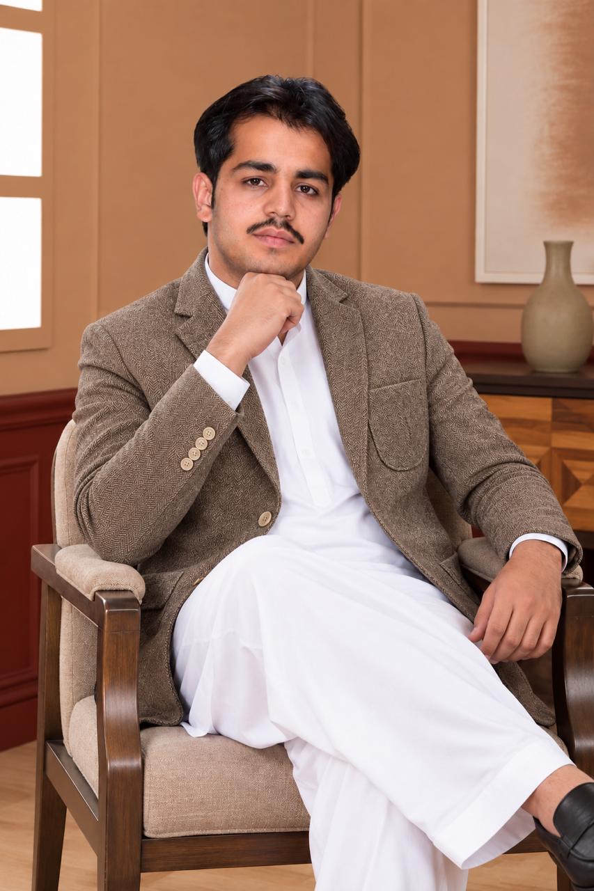 Herringbone Woollen Blazer - Al amin coat and waistcoat mehal