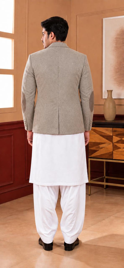 Herringbone Woollen Blazer - Al amin coat and waistcoat mehal