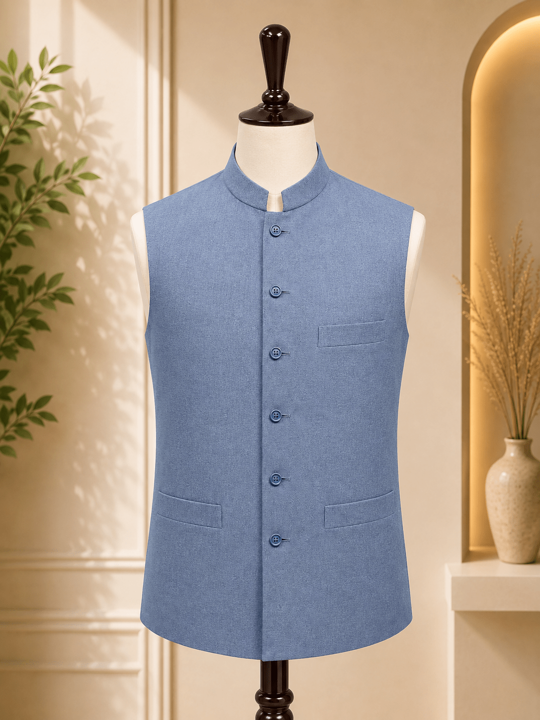 Men’s Mandarin Collar Waistcoat - Al amin coat and waistcoat mehal