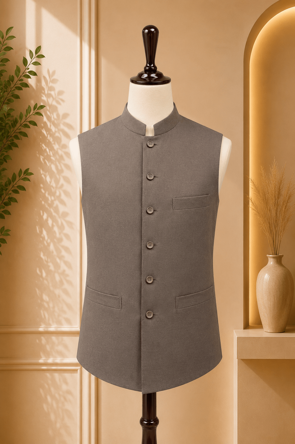 Men’s Mandarin Collar Waistcoat - Al amin coat and waistcoat mehal