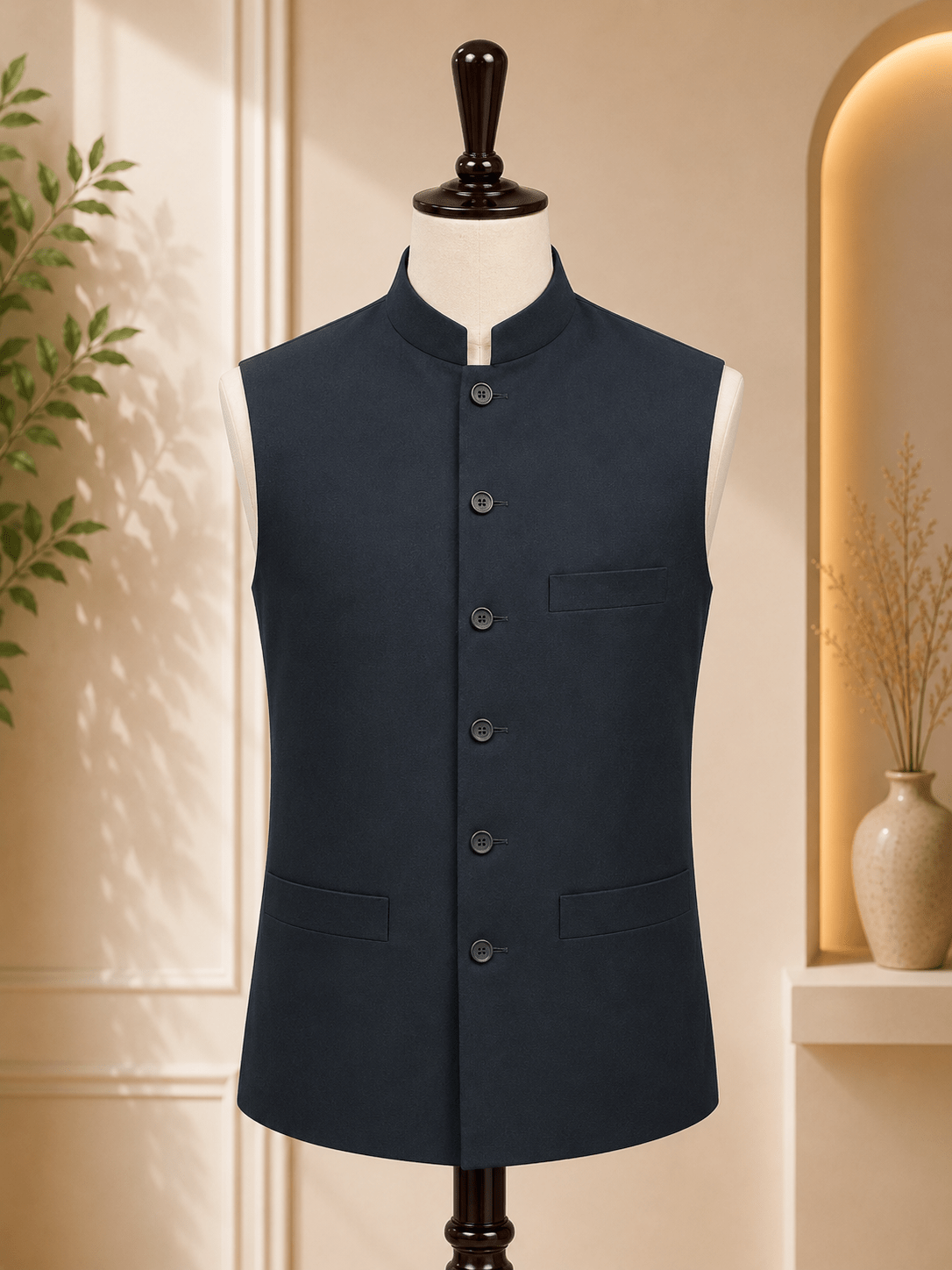 Men’s Mandarin Collar Waistcoat - Al amin coat and waistcoat mehal