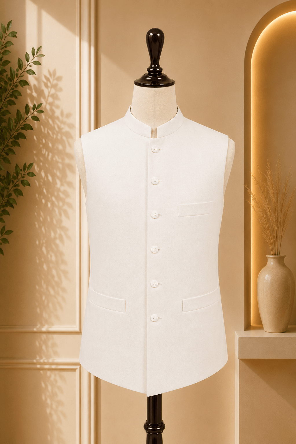 Men’s Mandarin Collar Waistcoat - Al amin coat and waistcoat mehal
