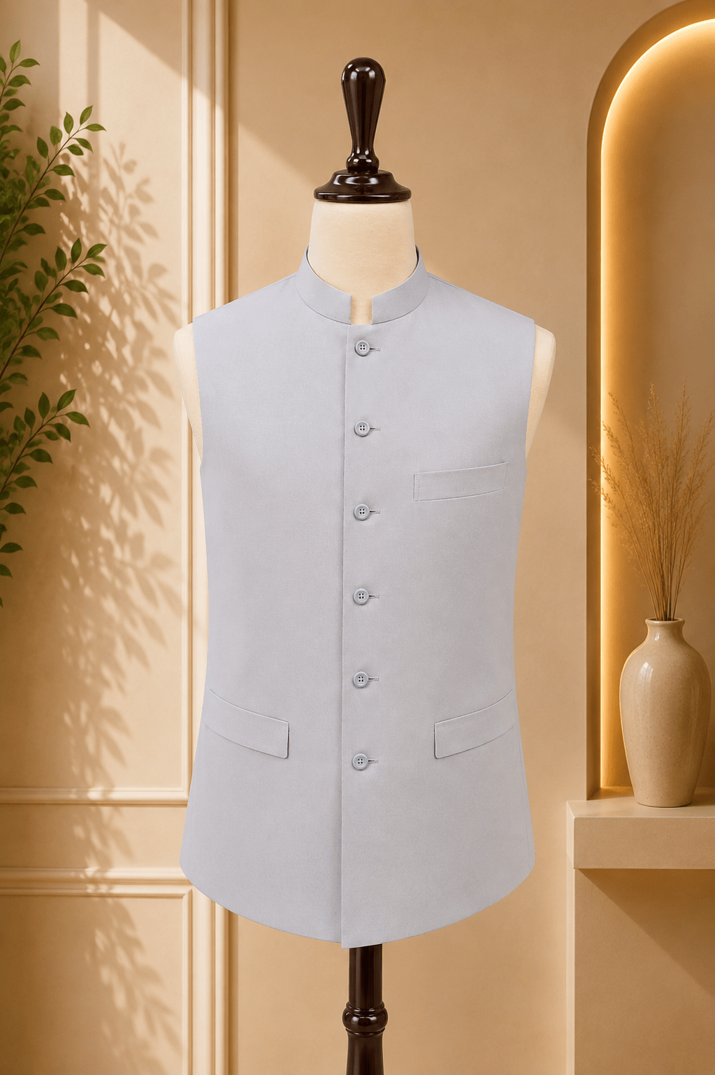 Men’s Mandarin Collar Waistcoat - Al amin coat and waistcoat mehal