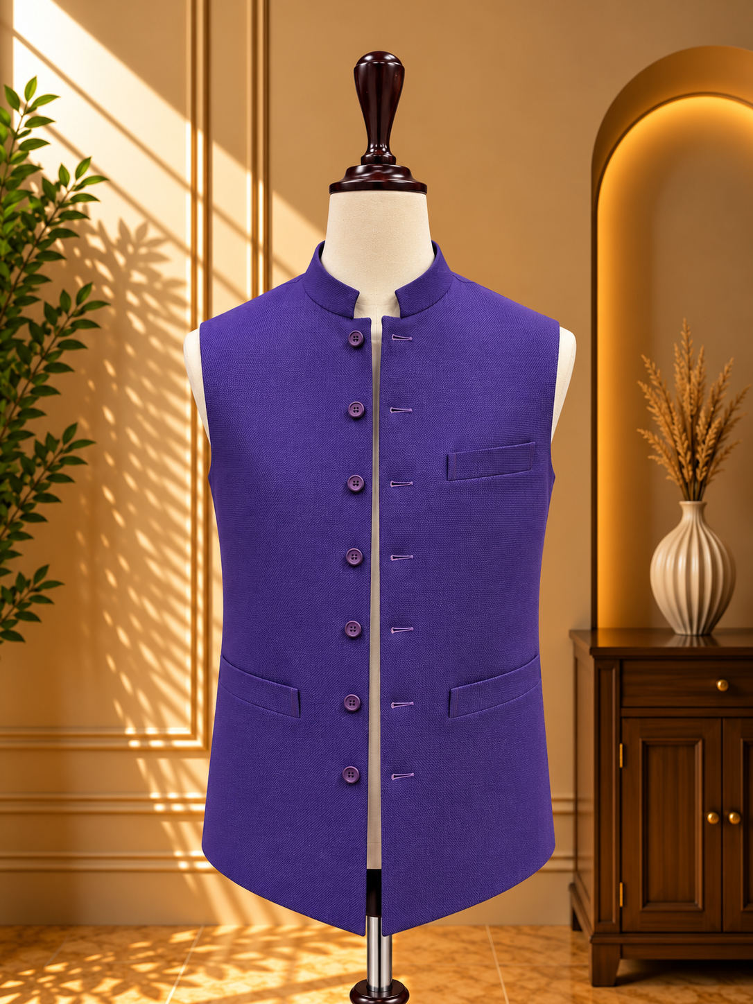 Sherwani Waistcoat in Royal Violet