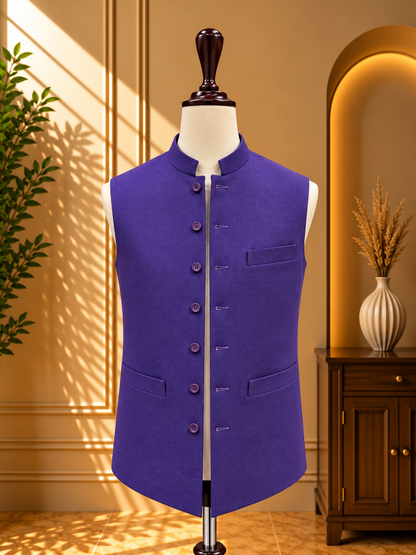 Sherwani Waistcoat in Royal Violet