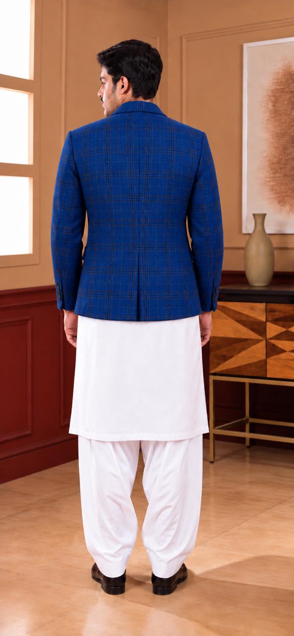 Windowpane Woollen Blazer - Al amin coat and waistcoat mehal