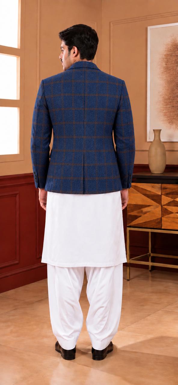 Windowpane Woollen Blazer - Al amin coat and waistcoat mehal